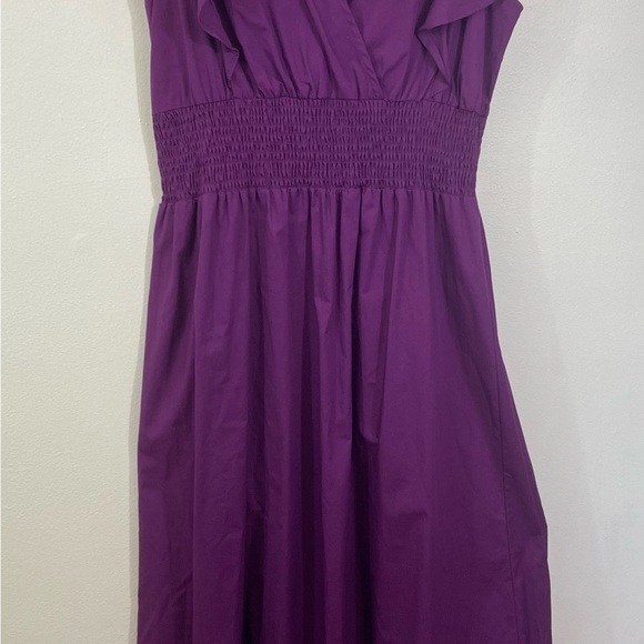 Molly Bracken Katrina Maxi Dress NWT Sz L Purple Flutter Sleeve Smocked Waist - Picture 3 of 13